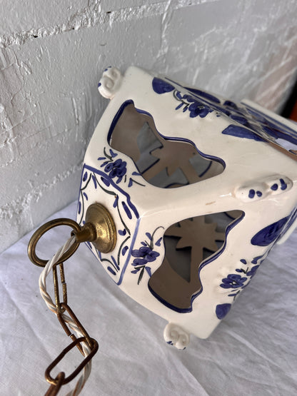 FRENCH HAND PAINTED CERAMIC LANTERN