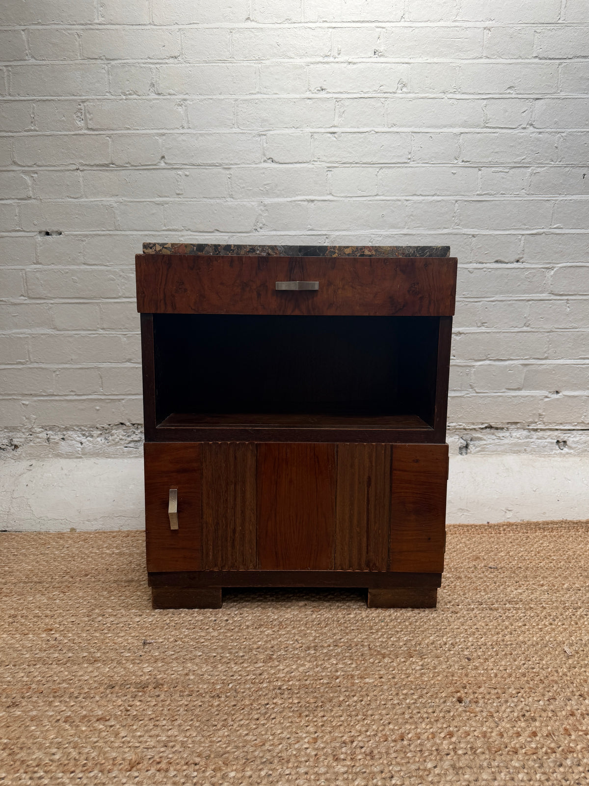 SINGLE MOTTLED MARBLE BEDSIDE TABLE