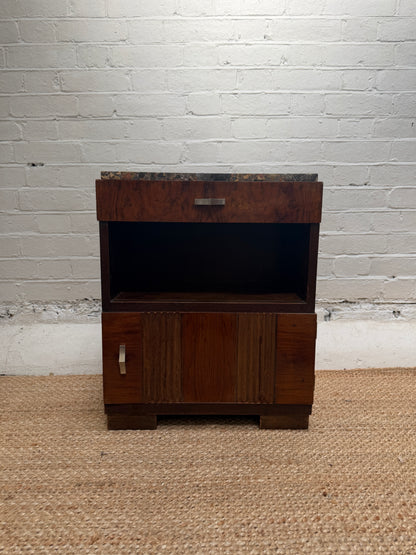 SINGLE MOTTLED MARBLE BEDSIDE TABLE