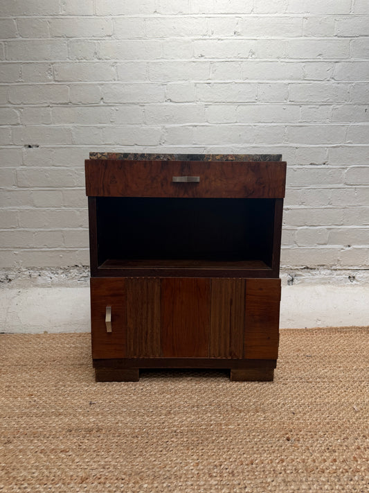 SINGLE MOTTLED MARBLE BEDSIDE TABLE