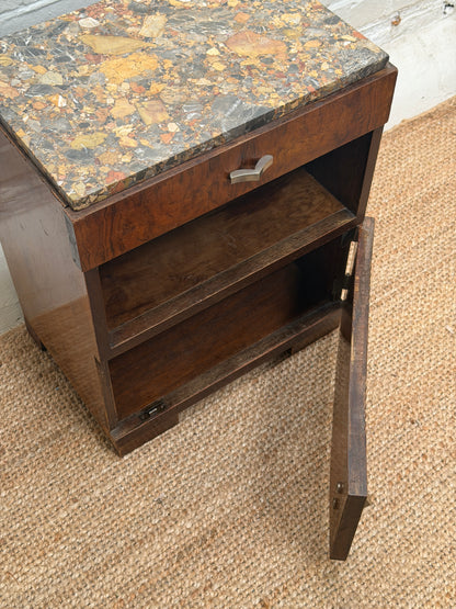 SINGLE MOTTLED MARBLE BEDSIDE TABLE