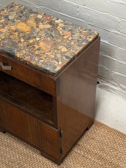 SINGLE MOTTLED MARBLE BEDSIDE TABLE