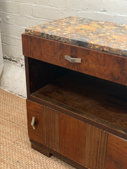 SINGLE MOTTLED MARBLE BEDSIDE TABLE