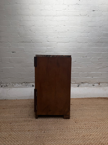 SINGLE MOTTLED MARBLE BEDSIDE TABLE