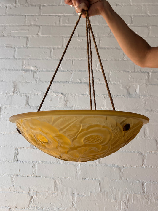 YELLOW FLORAL GLASS PENDANT