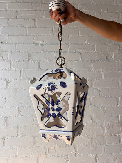 FRENCH HAND PAINTED CERAMIC LANTERN