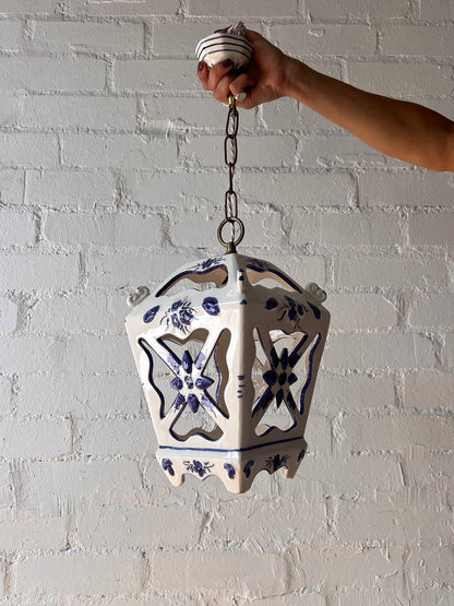 FRENCH HAND PAINTED CERAMIC LANTERN