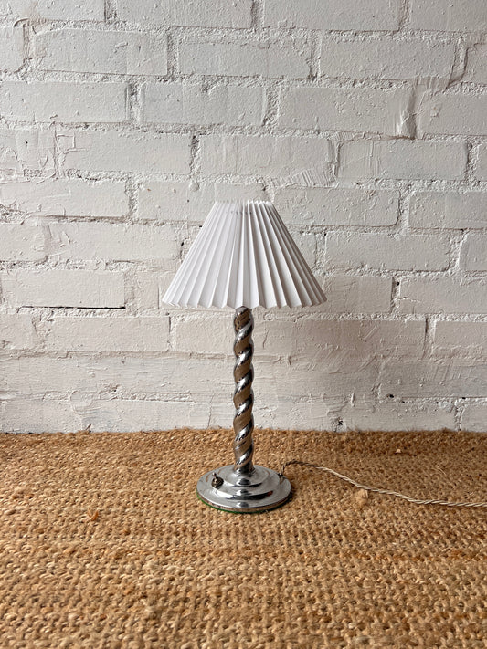 CHROME ART DECO TWISTED TABLE LAMP