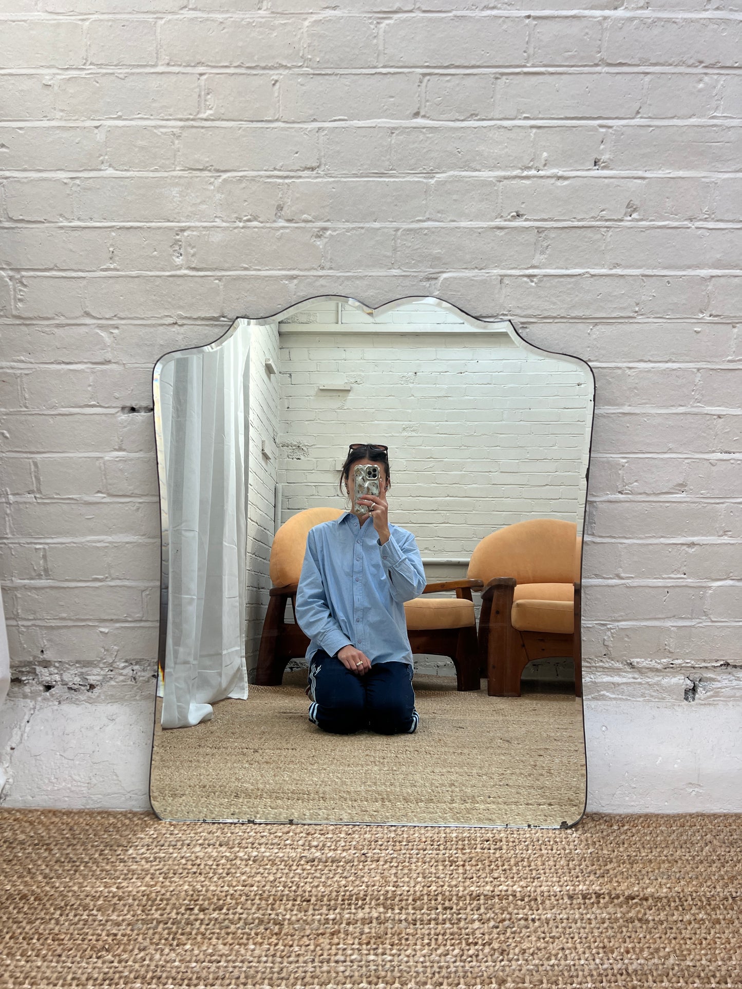 FRAMELESS OVER MANTLE MIRROR - WAVY