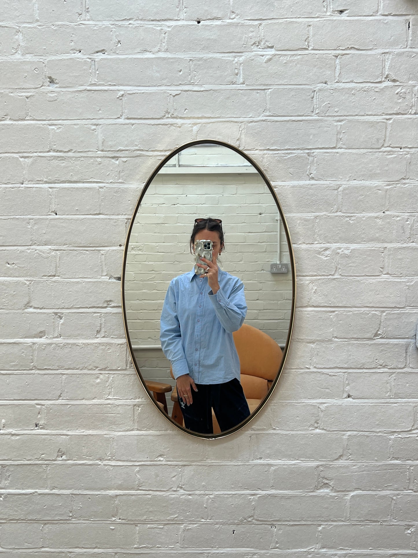 BRASS OVAL MIRROR