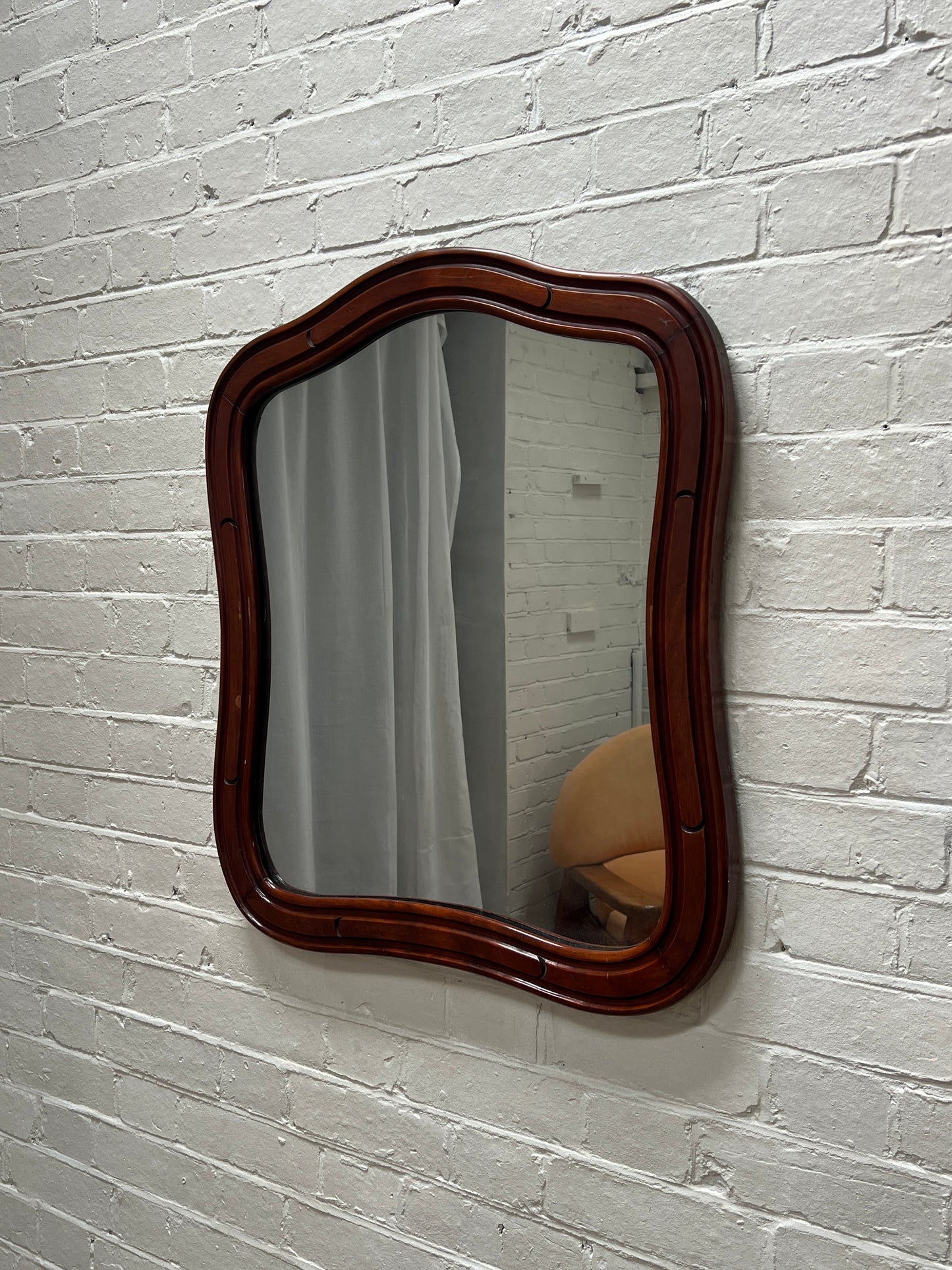 WOODEN CRESCENT FRAMED MIRROR