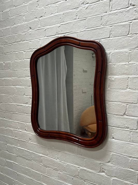 WOODEN CRESCENT FRAMED MIRROR