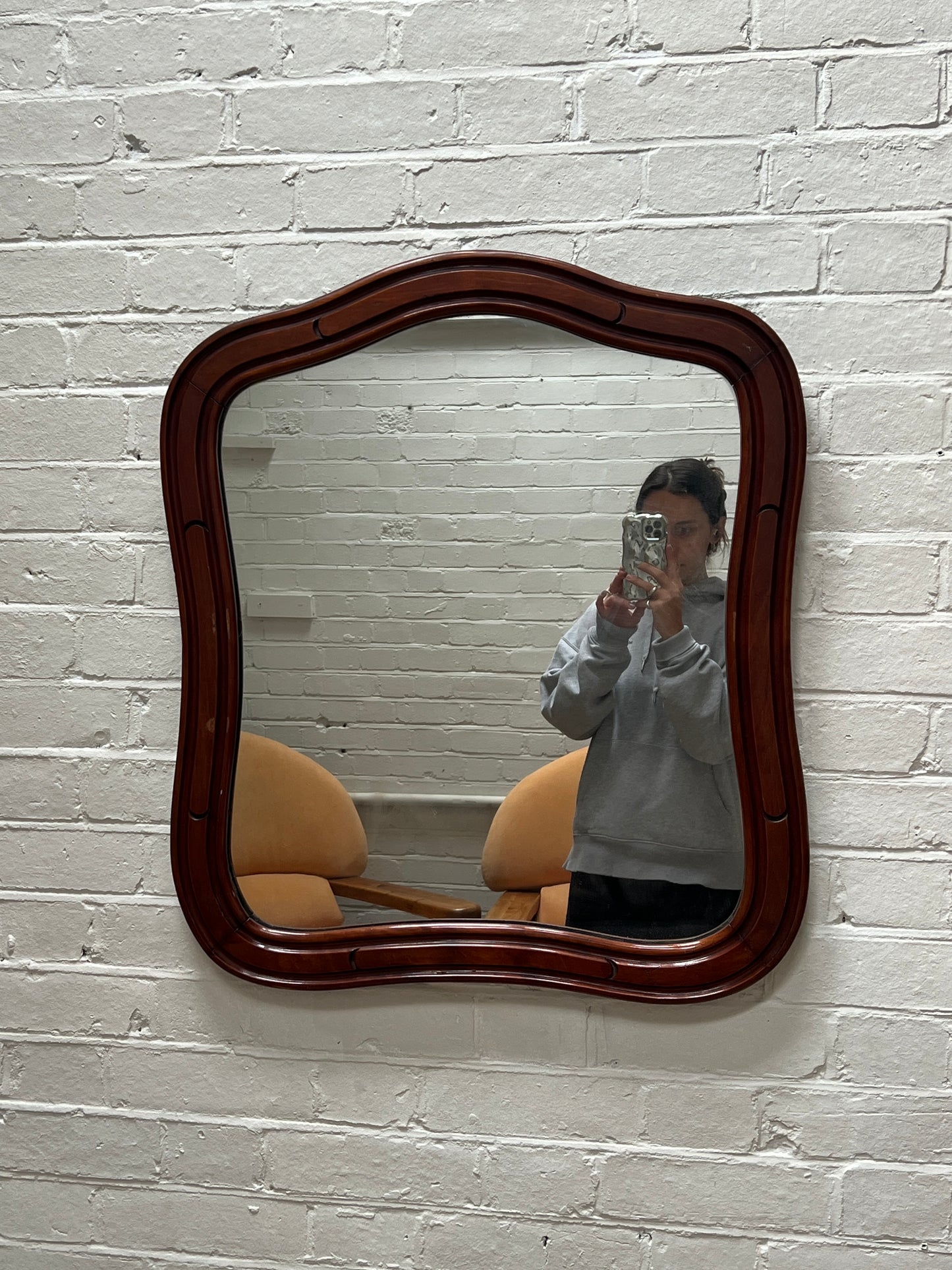 WOODEN CRESCENT FRAMED MIRROR