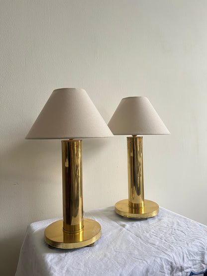 PAIR OF BRASS DANISH TABLE LIGHTS