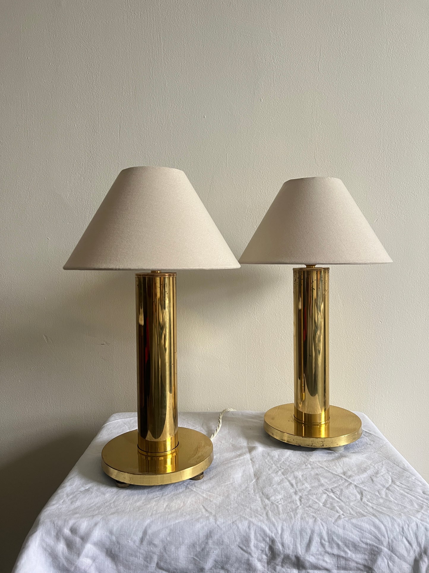 PAIR OF BRASS DANISH TABLE LIGHTS