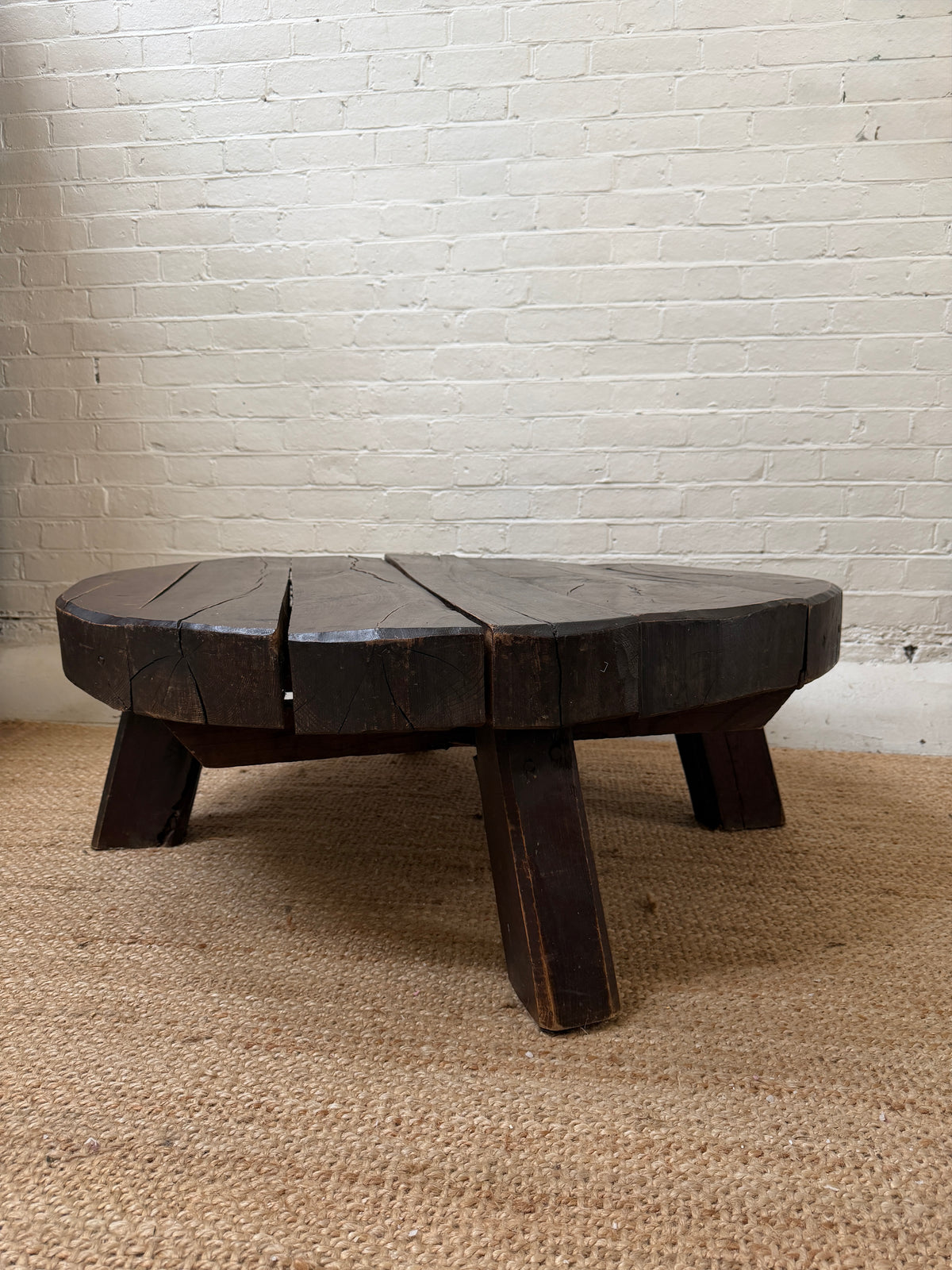 CIRCULAR RUSTIC OAK COFFEE TABLE