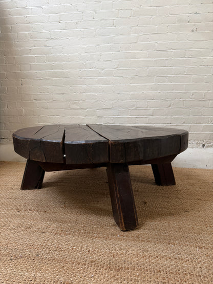 CIRCULAR RUSTIC OAK COFFEE TABLE