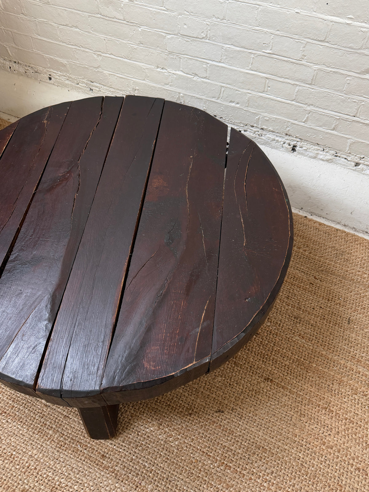 CIRCULAR RUSTIC OAK COFFEE TABLE