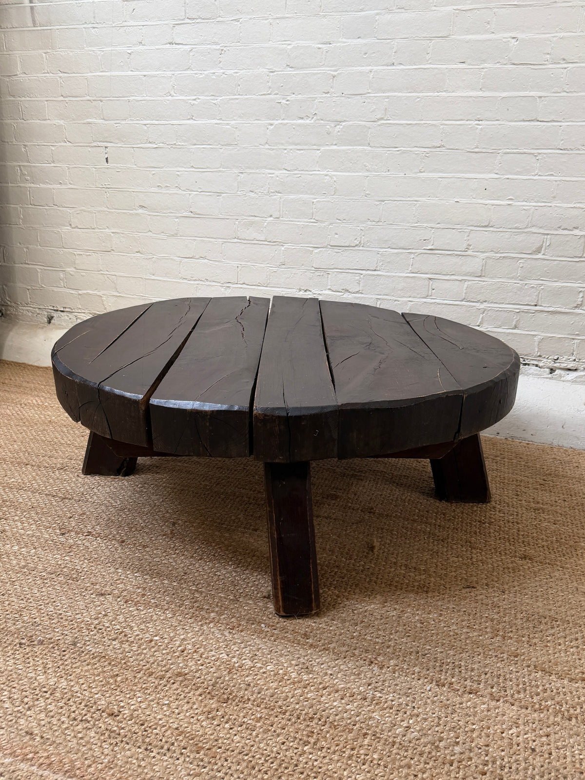 CIRCULAR RUSTIC OAK COFFEE TABLE