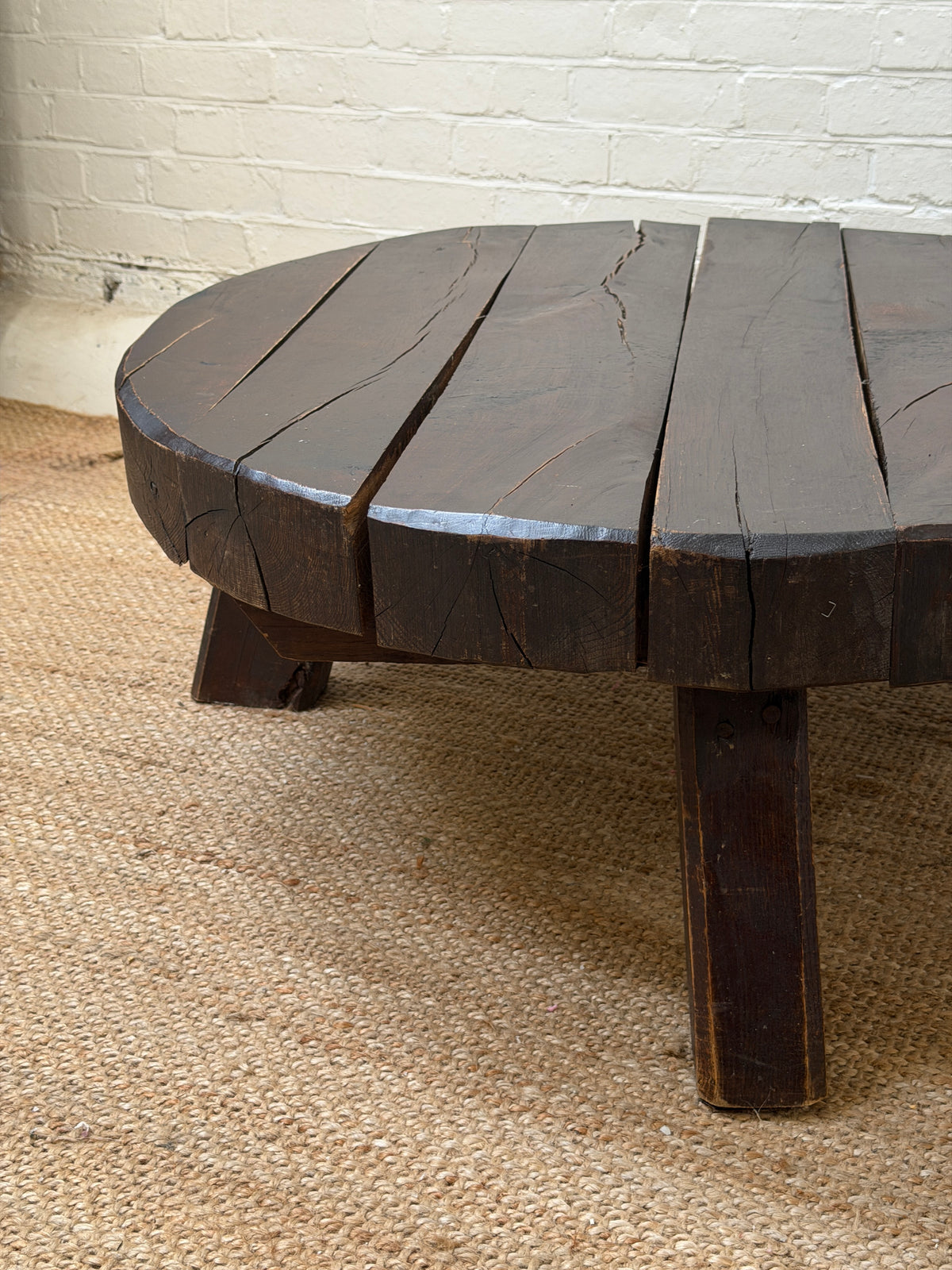CIRCULAR RUSTIC OAK COFFEE TABLE