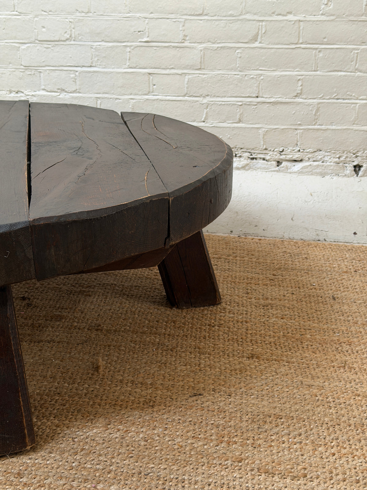CIRCULAR RUSTIC OAK COFFEE TABLE
