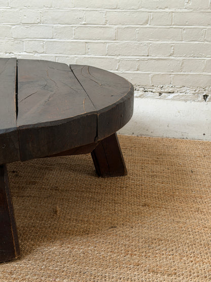 CIRCULAR RUSTIC OAK COFFEE TABLE
