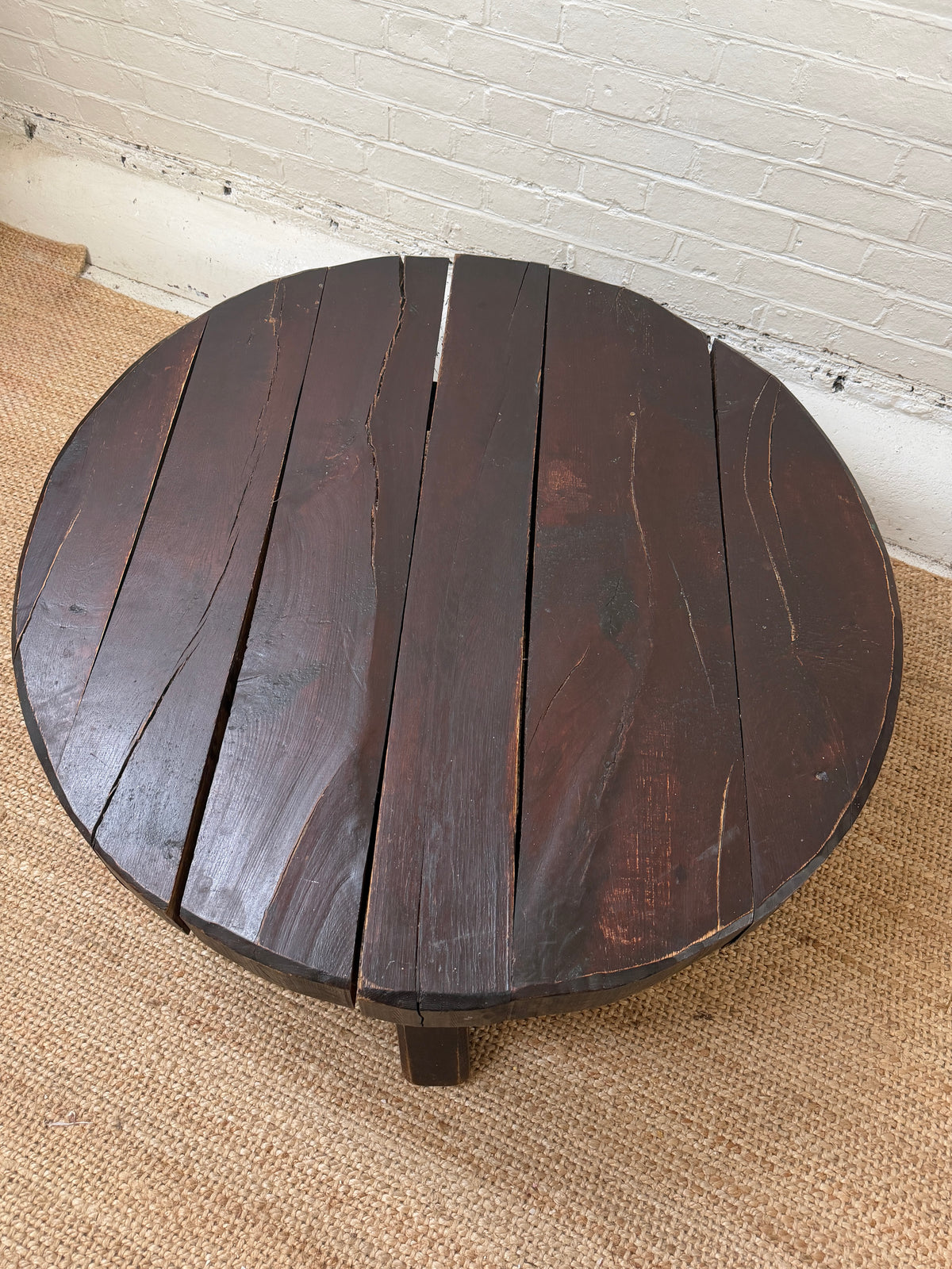 CIRCULAR RUSTIC OAK COFFEE TABLE