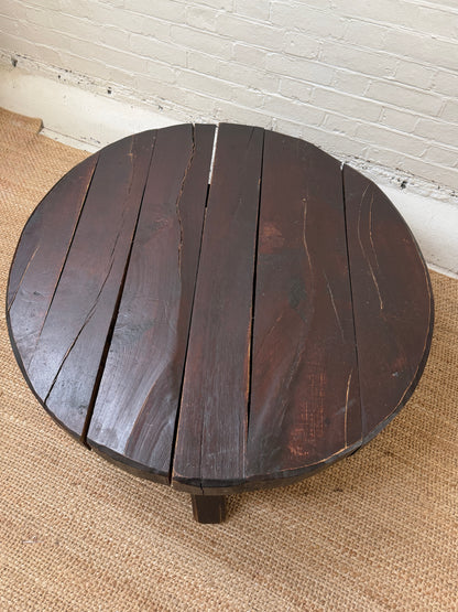 CIRCULAR RUSTIC OAK COFFEE TABLE