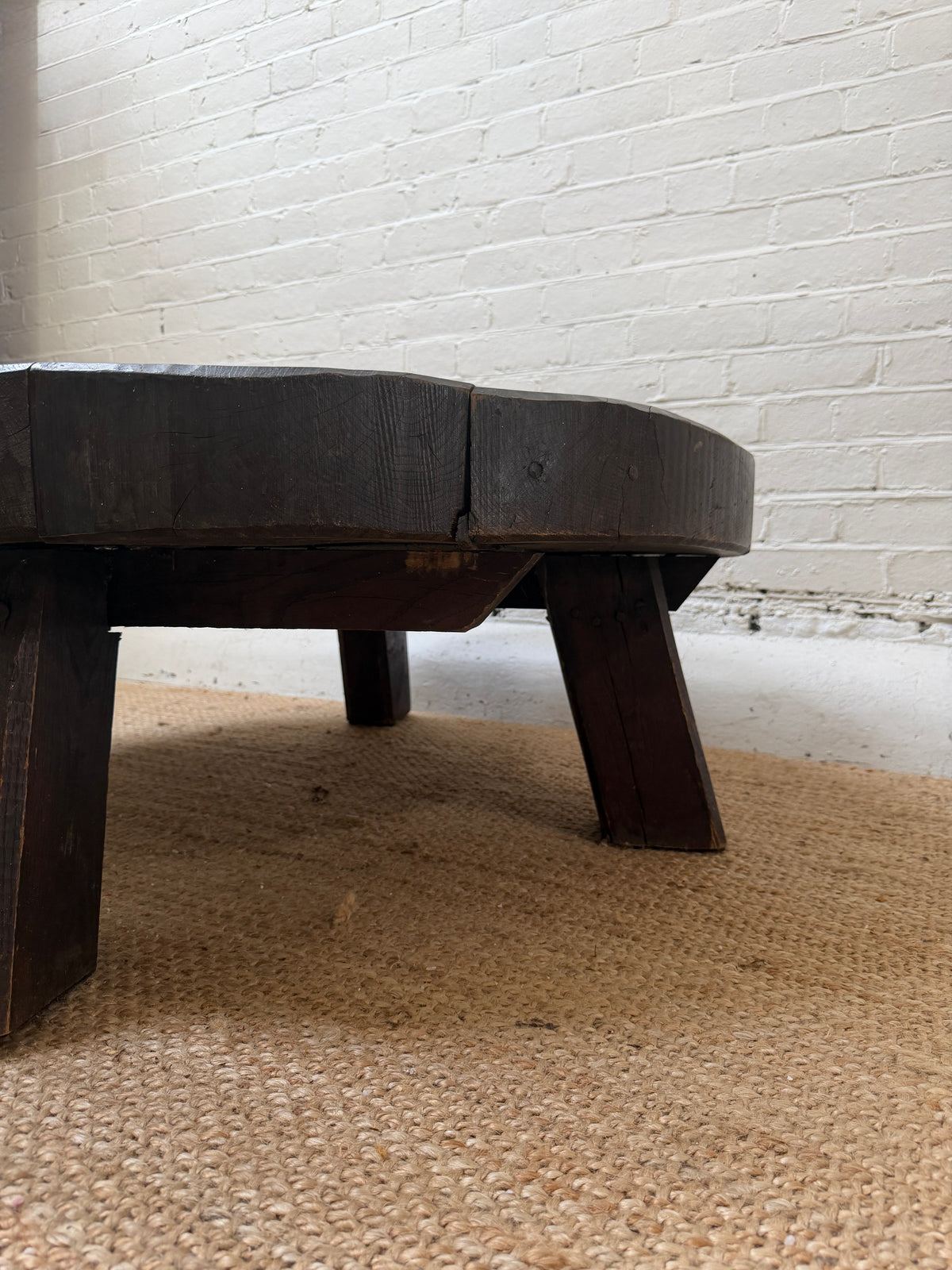 CIRCULAR RUSTIC OAK COFFEE TABLE