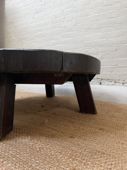 CIRCULAR RUSTIC OAK COFFEE TABLE