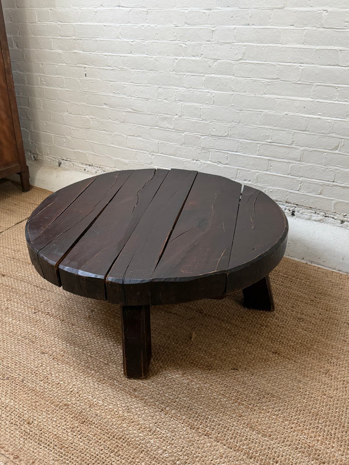 CIRCULAR RUSTIC OAK COFFEE TABLE