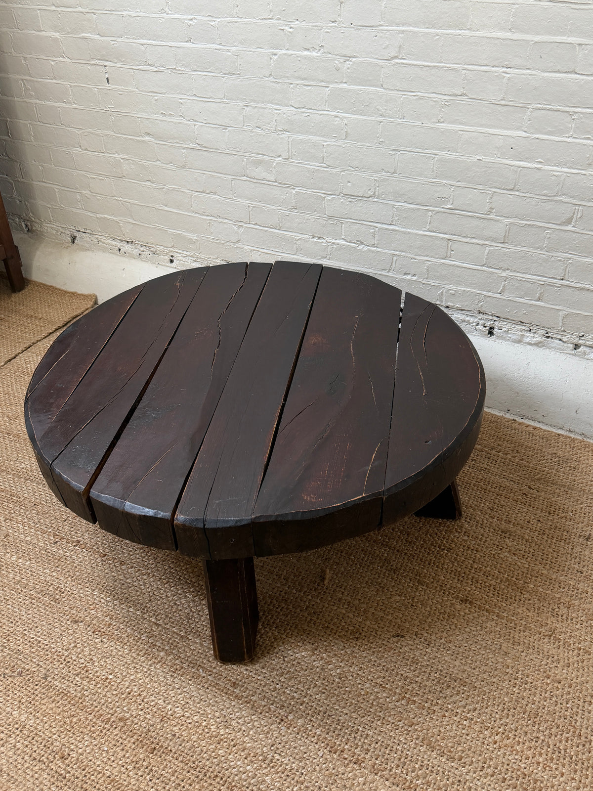 CIRCULAR RUSTIC OAK COFFEE TABLE