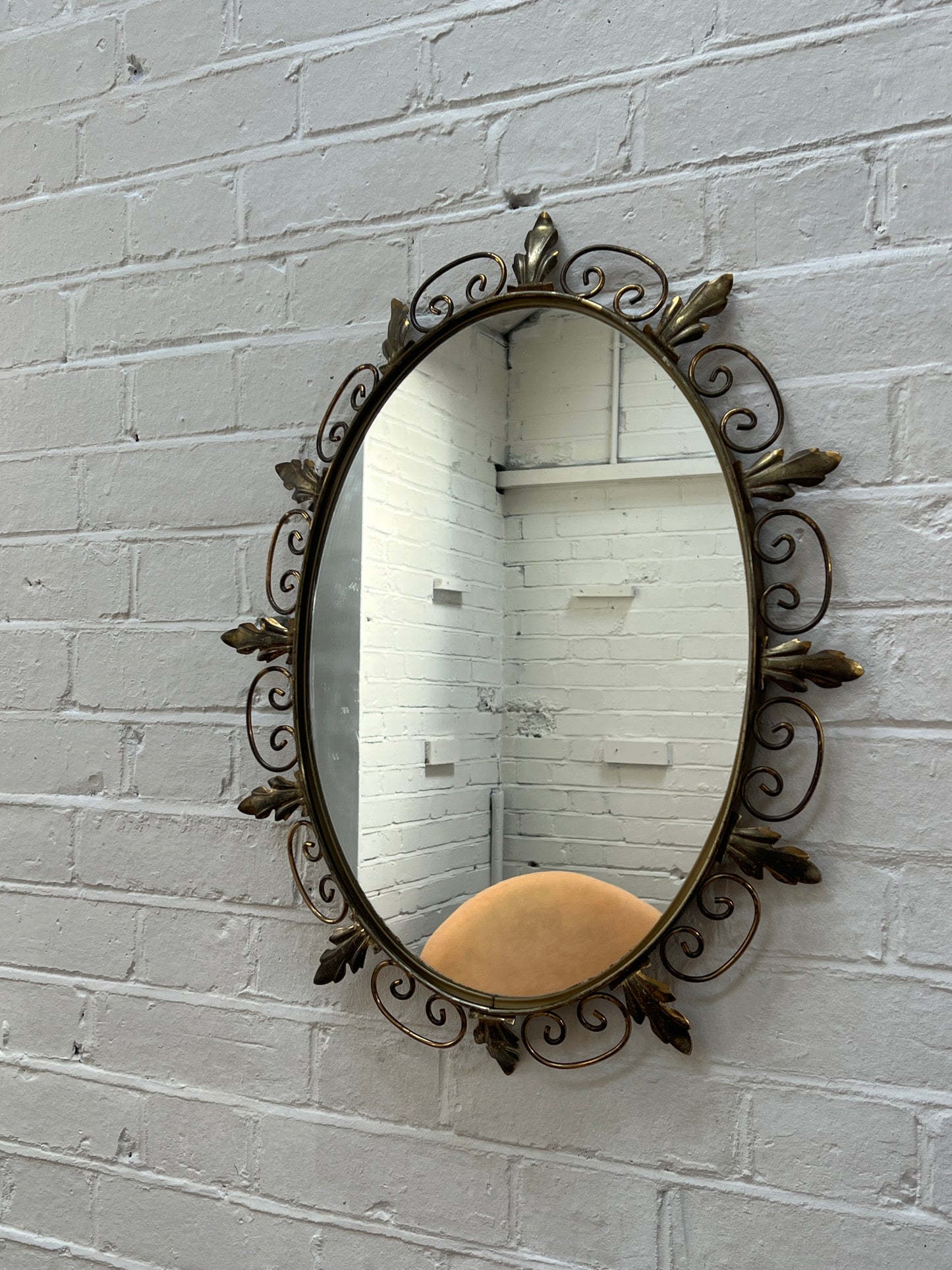 SMALL BRASS SUNBURST LEAF MIRROR