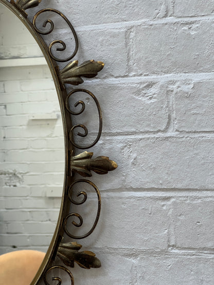 SMALL BRASS SUNBURST LEAF MIRROR