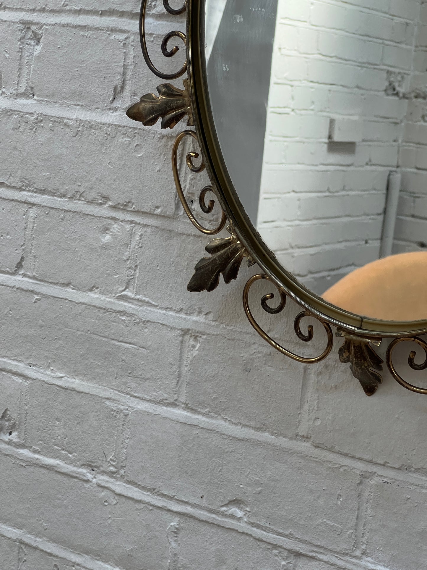 SMALL BRASS SUNBURST LEAF MIRROR