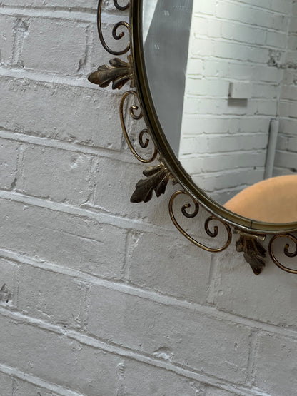 SMALL BRASS SUNBURST LEAF MIRROR
