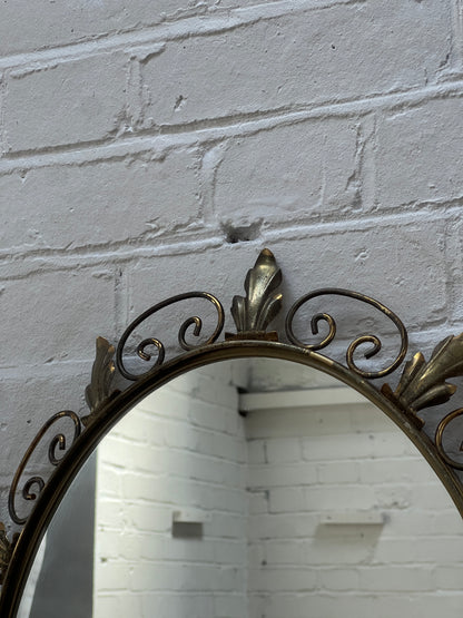 SMALL BRASS SUNBURST LEAF MIRROR