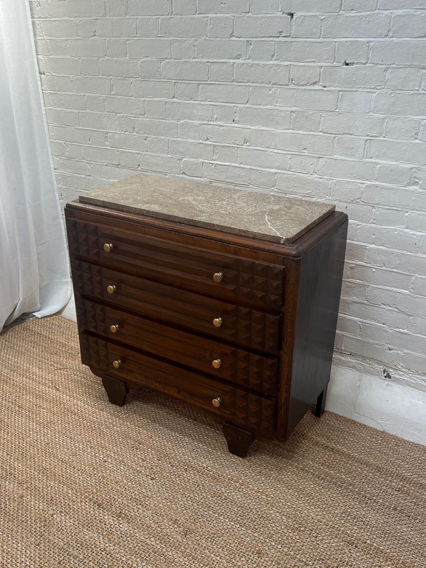MARBLE TOP CHEST OF DRAWERS