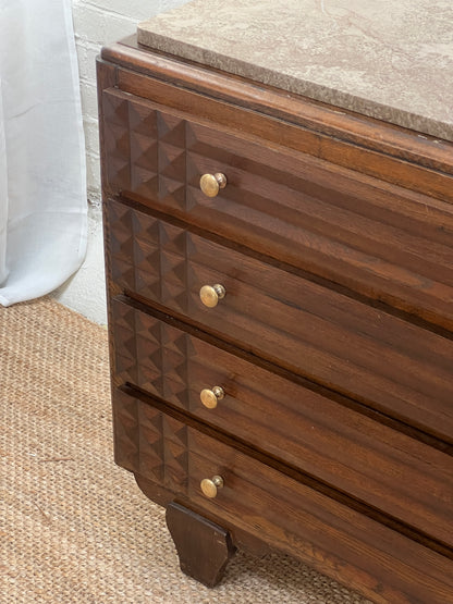 MARBLE TOP CHEST OF DRAWERS