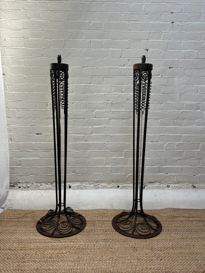 ART NOUVEAU TALL SPIRAL LAMP - TWO