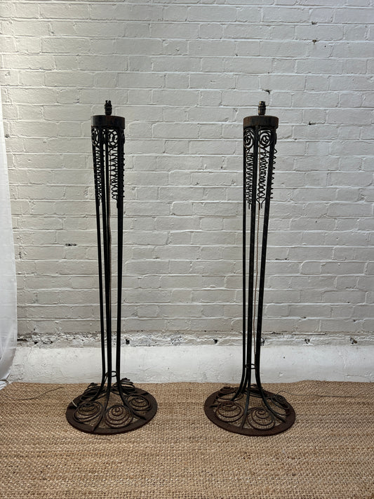 ART NOUVEAU TALL SPIRAL LAMP - TWO