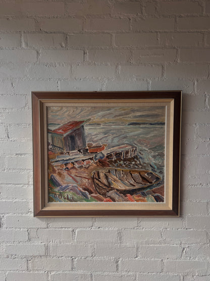 BOATS IN HARBOUR OIL
