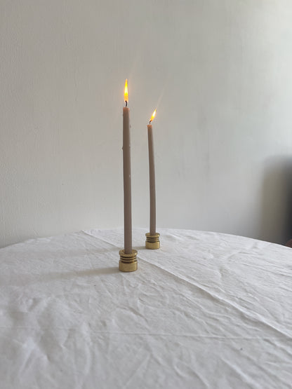 PAIR OF SWEDISH MINI BRASS CANDLE HOLDERS