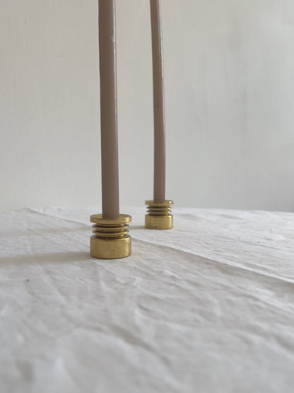 PAIR OF SWEDISH MINI BRASS CANDLE HOLDERS