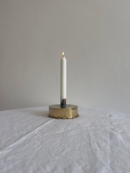 SCALLOPED BRASS CANDLE HOLDER
