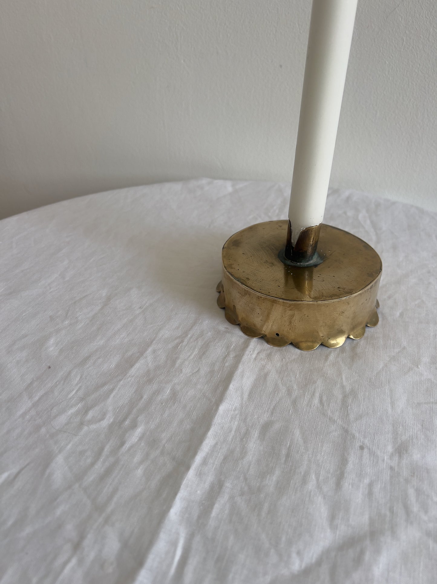 SCALLOPED BRASS CANDLE HOLDER