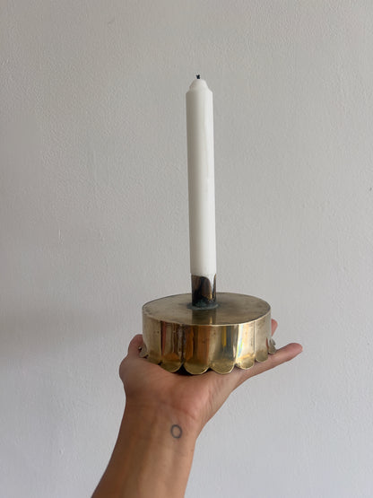 SCALLOPED BRASS CANDLE HOLDER