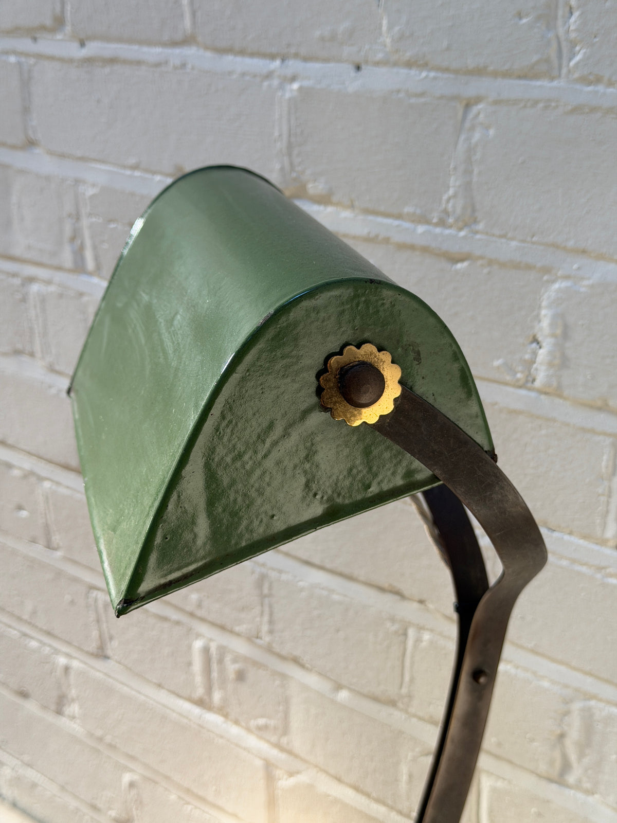 FRENCH GREEN ENAMEL BANKERS LAMP