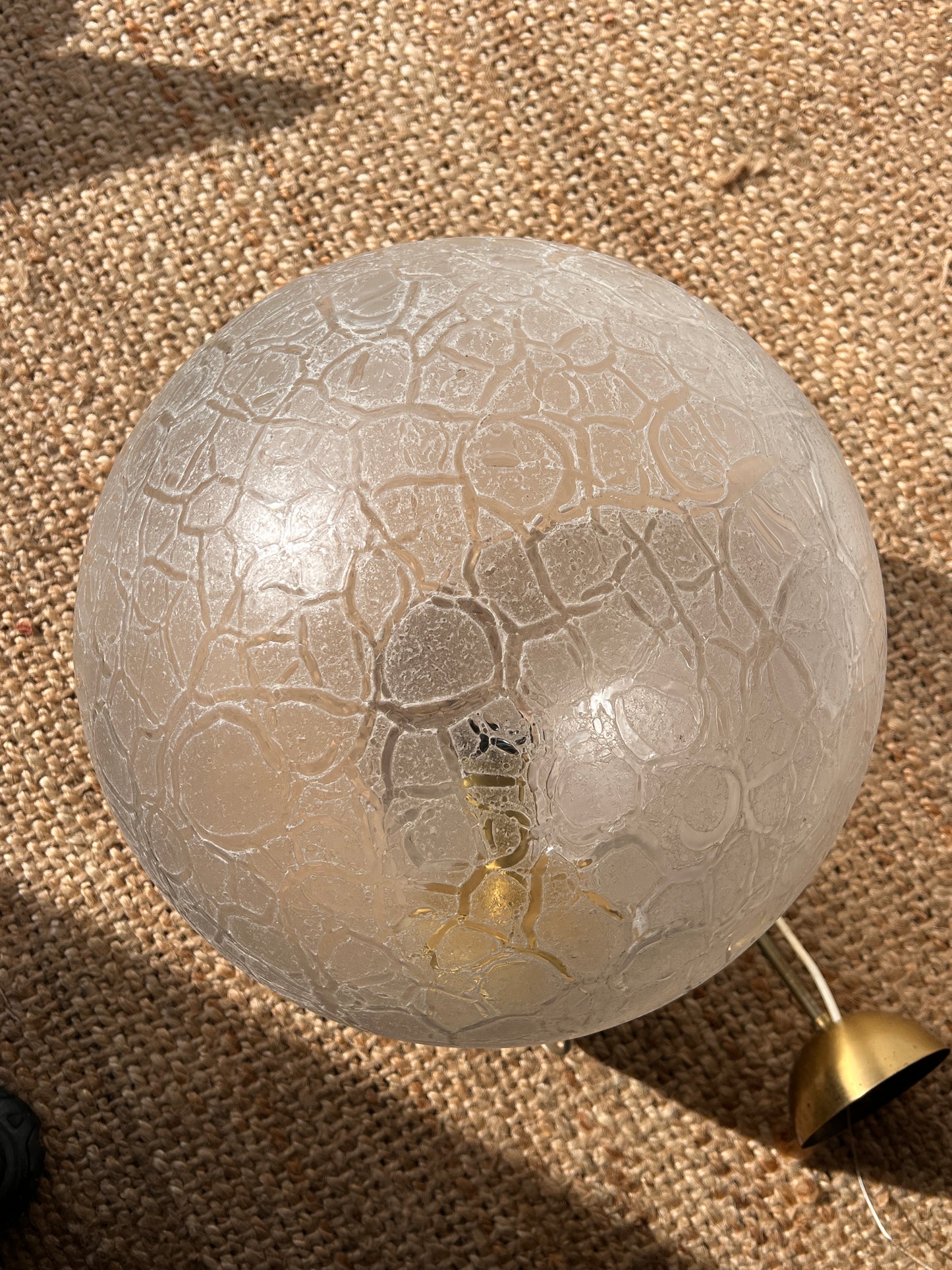 LARGE ITALIAN BRASS & GLASS CEILING PENDANT