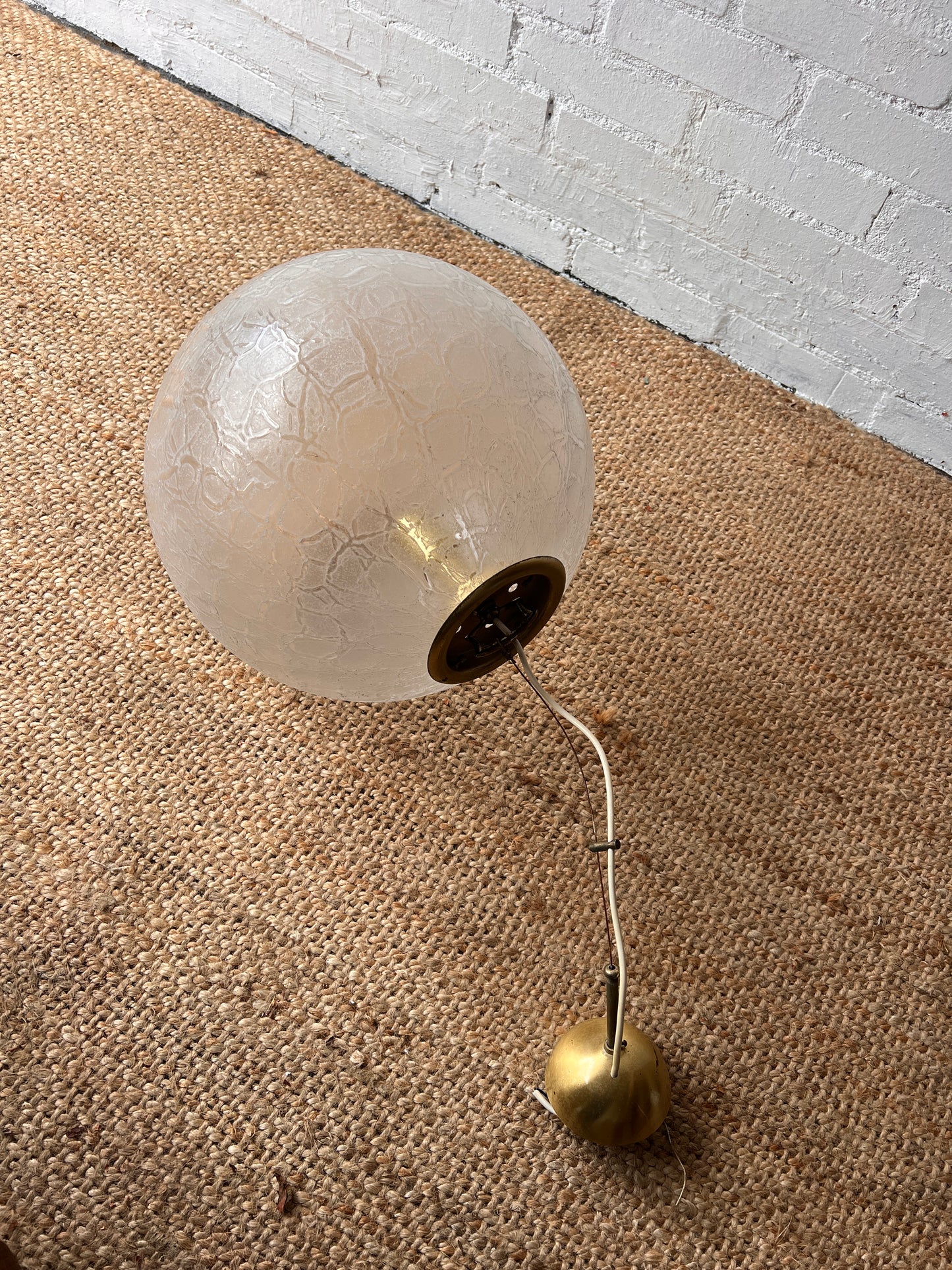 LARGE ITALIAN BRASS & GLASS CEILING PENDANT